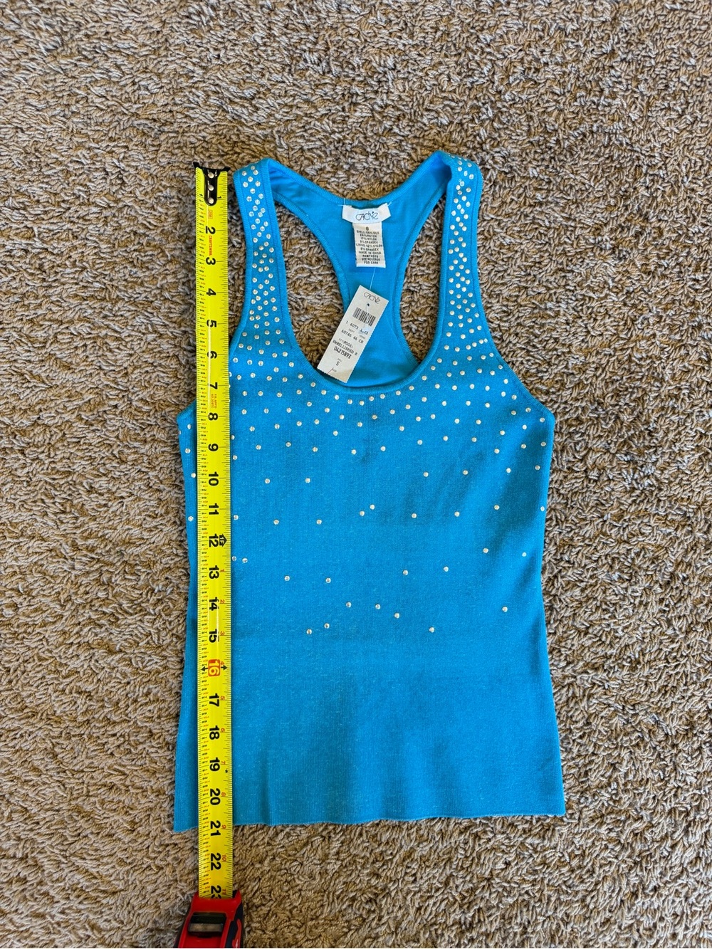 Cache Bright Teal Rhinestone Racerback Tank
